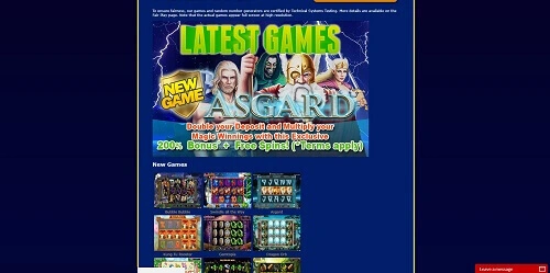 Game selection at Sun Palace online casino USA