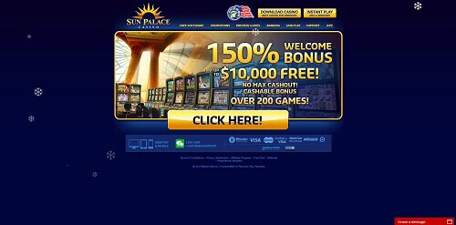 Sun Palace Casino review - homepage
